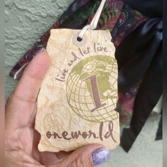 NWT ONE WORLD Bahia Green Boho Mandala Multicolor Shirt Wrap Around Belt Small - Picture 9 of 13